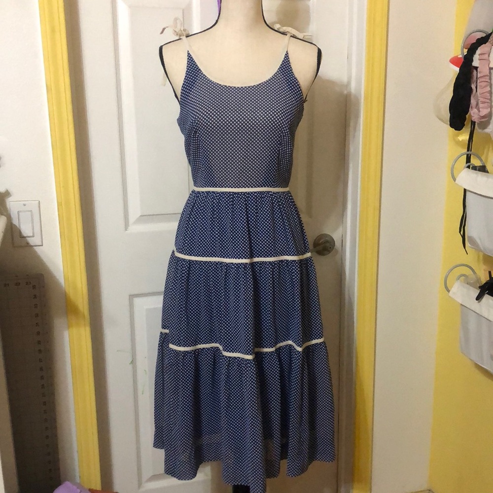 💚❗️MAKE AN OFFER❗️vintage Forquet blue polka dot dress